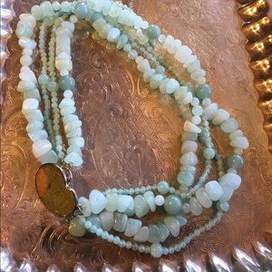 Multicolor Green4 Strand Jade Necklace Choker